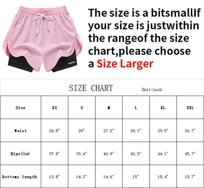 Pack of 3 Women’S Casual Athletic Pants, Faux Two-Piece Design, Solid Color, with Inner Lining, Elastic Drawstring Waistband, Suitable for Outdoor Fitness, Running, Sports, and Casual Wear; Women’S Shorts
