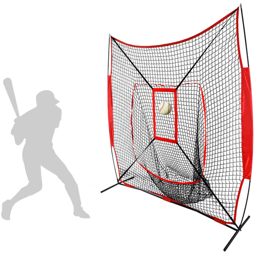 7X7 Ft Baseball Batting Cage, Softball & Teeball Practice Training Net with Strike Zone, Essential Batting Practice Equipment