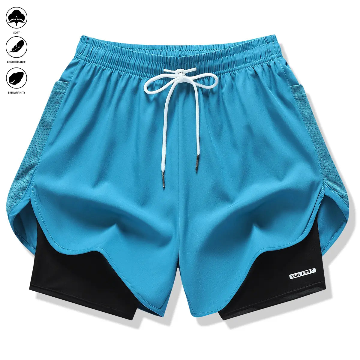 Pack of 3 Women’S Casual Athletic Pants, Faux Two-Piece Design, Solid Color, with Inner Lining, Elastic Drawstring Waistband, Suitable for Outdoor Fitness, Running, Sports, and Casual Wear; Women’S Shorts
