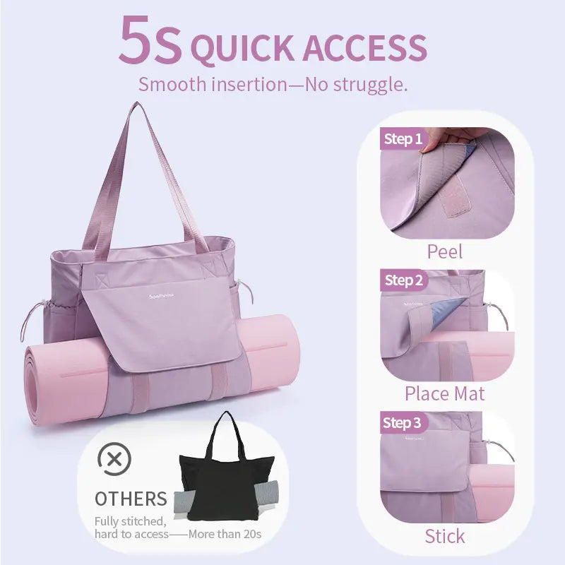 Sportsnew Yoga Mat Bag Tote Yoga Gym Bags for Women Men with Waterproof Wet Pocket & Hook-And-Loop, Quick Access Storage Yoga Mat Bag Carrier